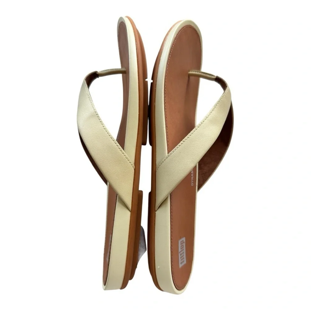 FitFlop Women's Pale Yellow Gracie Leather FLIP-Flops Sz 11